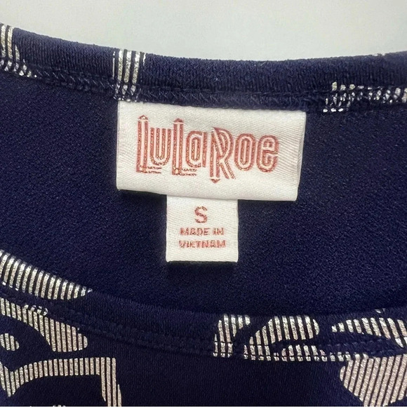 LuLaRoe Elegant Collection Carly high low dress blue with silver floral size S - Picture 3 of 6